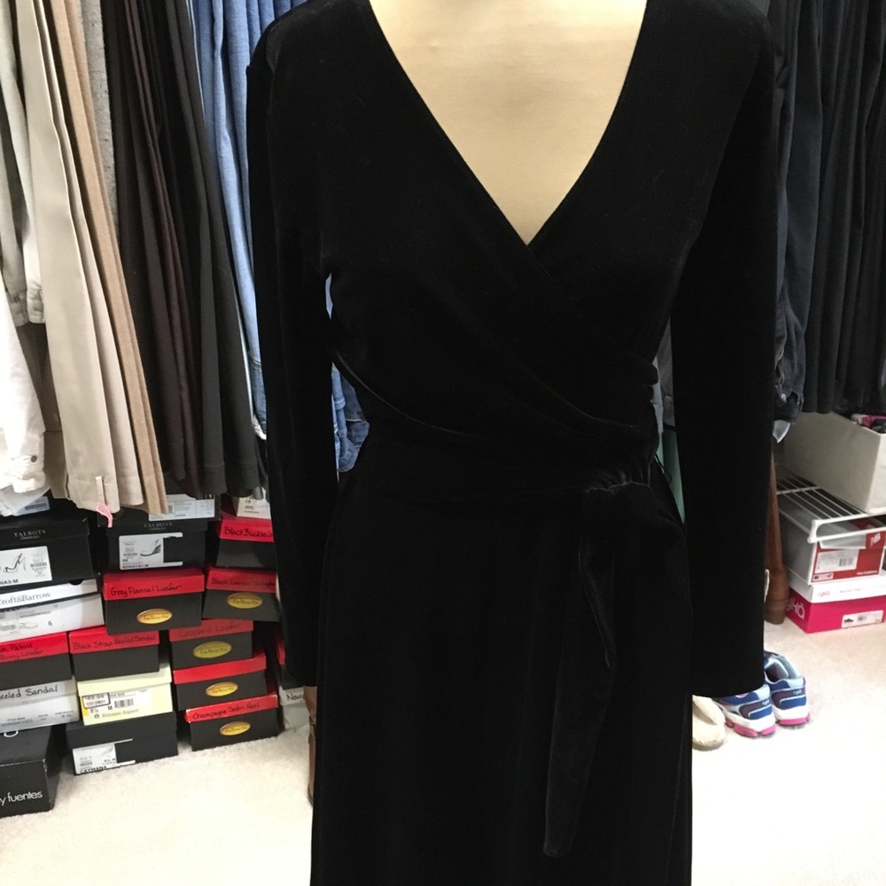 Talbots velvet faux wrap dress
